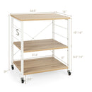 3-Tier Kitchen Baker's Rack Microwave Oven Storage Cart w/ Hooks