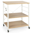 3-Tier Kitchen Baker's Rack Microwave Oven Storage Cart w/ Hooks