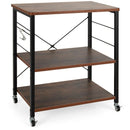 3-Tier Kitchen Baker's Rack Microwave Oven Storage Cart w/ Hooks