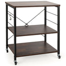 3-Tier Kitchen Baker's Rack Microwave Oven Storage Cart w/ Hooks