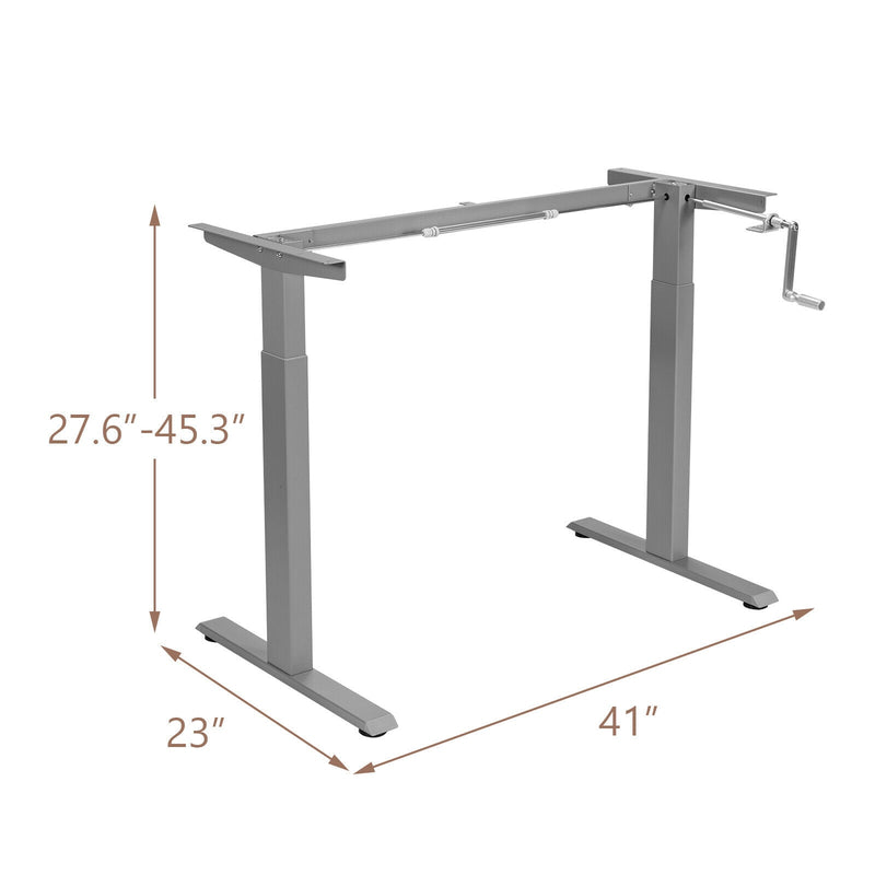 Hand Crank Sit to Stand Desk Frame Height Adjustable Standing Base Grey