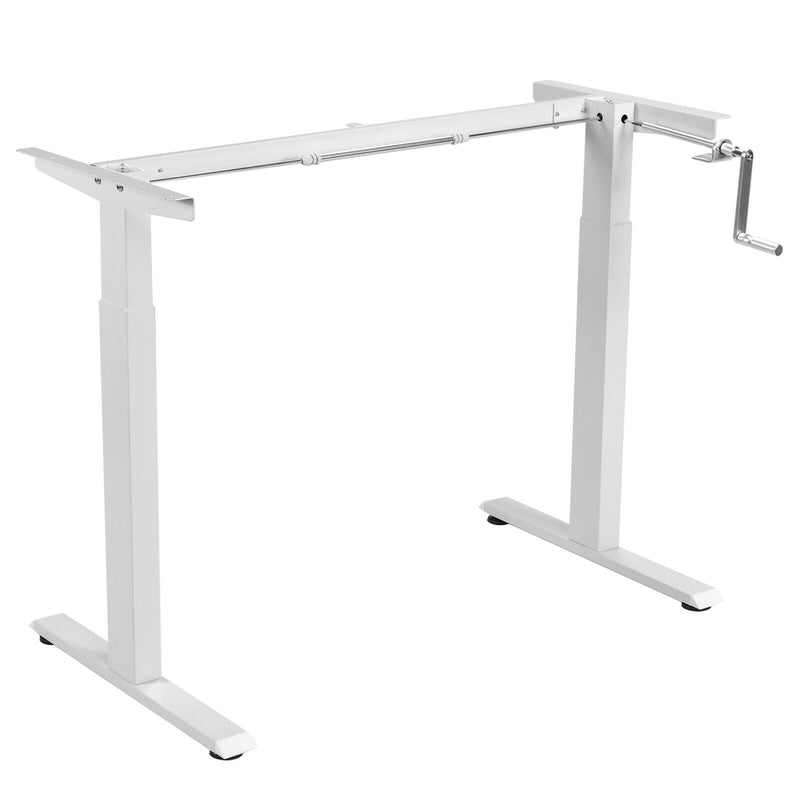 Hand Crank Sit to Stand Desk Frame Height Adjustable Standing Base White
