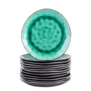 4/8/12 Pieces Pottery Stoneware Vintage Ceramic Green Plate Set