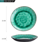 4/8/12 Pieces Pottery Stoneware Vintage Ceramic Green Plate Set