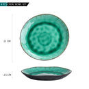 4/8/12 Pieces Pottery Stoneware Vintage Ceramic Green Plate Set