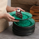 4/8/12 Pieces Pottery Stoneware Vintage Ceramic Green Plate Set