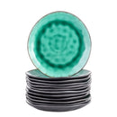 4/8/12 Pieces Pottery Stoneware Vintage Ceramic Green Plate Set