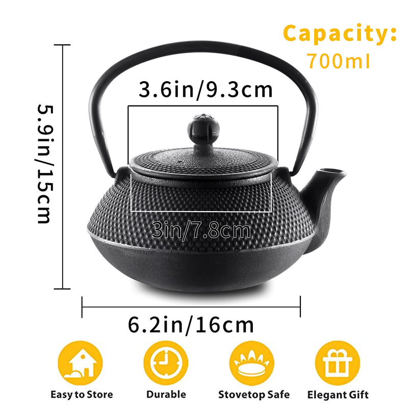 Antique Japanese Style 700ML Durable Cast Iron Teapot Set Stainless Steel