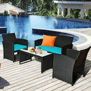 8PCS Patio Rattan Furniture Conversation Set Cushion Sofa Table Garden Turquoise