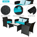 8PCS Patio Rattan Furniture Conversation Set Cushion Sofa Table Garden Turquoise