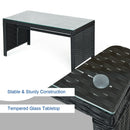 4PCS Patio Rattan Furniture Conversation Set Cushion Sofa Table Garden Navy