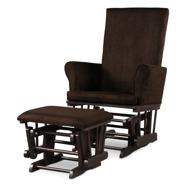 Glider and Ottoman Cushion Set Wooden Baby Nursery Rocking Chair