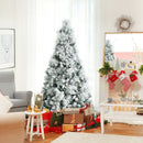 6ft Snow Flocked Christmas Tree Glitter Tips w/ Pine Cone & Red Berries