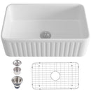 Rectangular Ceramic Single Kitchen Sink w/ Basket Strainer