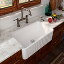 Rectangular Ceramic Single Kitchen Sink w/ Basket Strainer