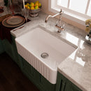 Rectangular Ceramic Single Kitchen Sink w/ Basket Strainer