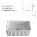 Rectangular Ceramic Single Kitchen Sink w/ Basket Strainer