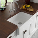 Rectangular Ceramic Single Kitchen Sink w/ Basket Strainer