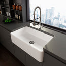 Rectangular Ceramic Single Kitchen Sink w/ Basket Strainer