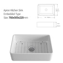 Rectangular Ceramic Single Kitchen Sink w/ Basket Strainer