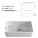 Rectangular Ceramic Single Kitchen Sink w/ Basket Strainer