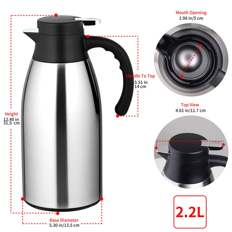 2.2 Litre Premium Stainless Steel Double Walled Vacuum Thermos