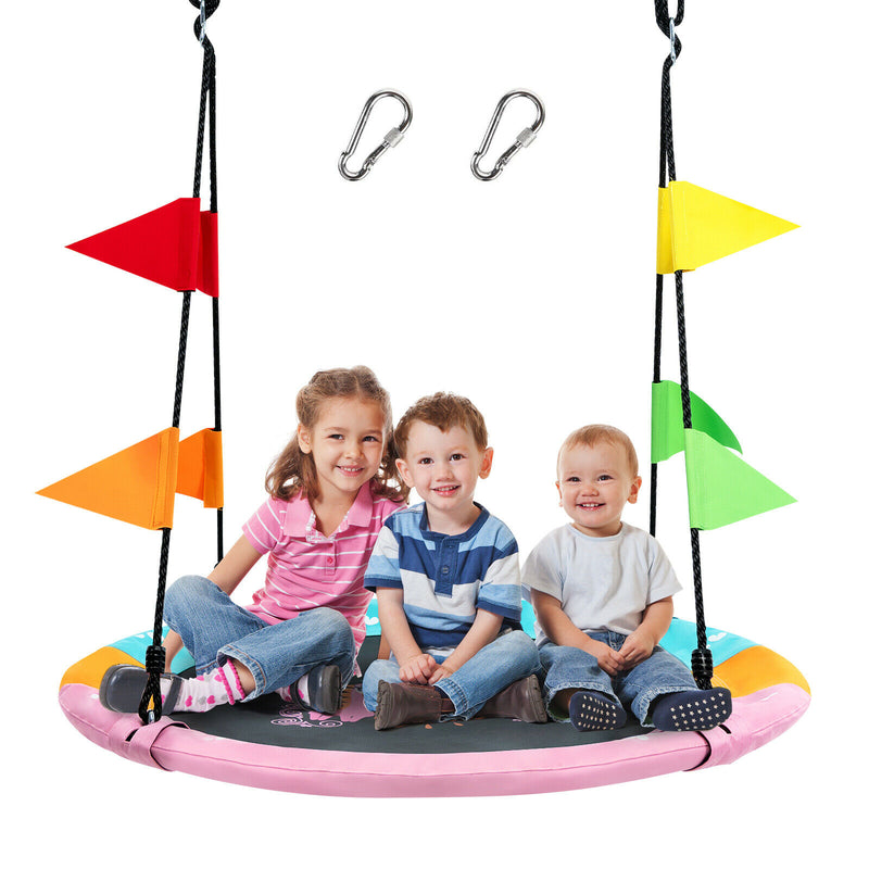 40" Flying Saucer Tree Swing Indoor Outdoor Swing Play Set w/Hanging Strap Horse