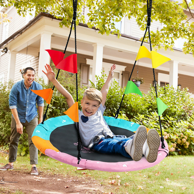 40" Flying Saucer Tree Swing Indoor Outdoor Swing Play Set w/Hanging Strap Horse