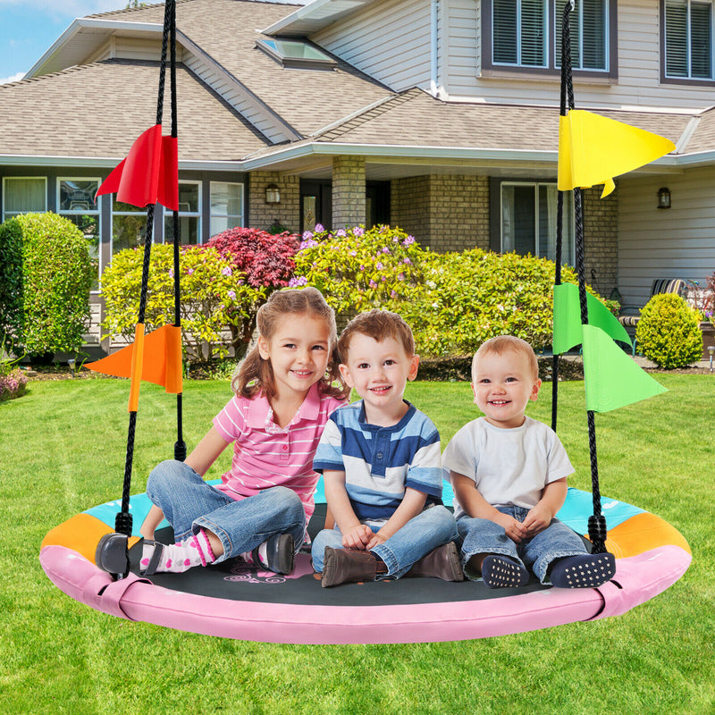 40" Flying Saucer Tree Swing Indoor Outdoor Swing Play Set w/Hanging Strap Horse