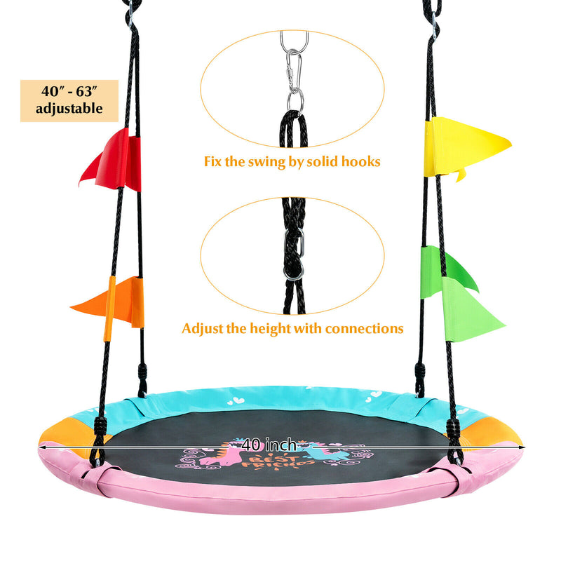 40" Flying Saucer Tree Swing Indoor Outdoor Swing Play Set w/Hanging Strap Horse