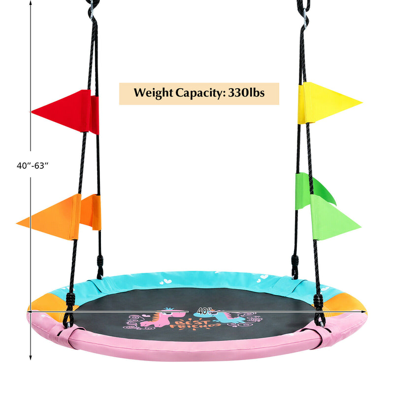 40" Flying Saucer Tree Swing Indoor Outdoor Swing Play Set w/Hanging Strap Horse