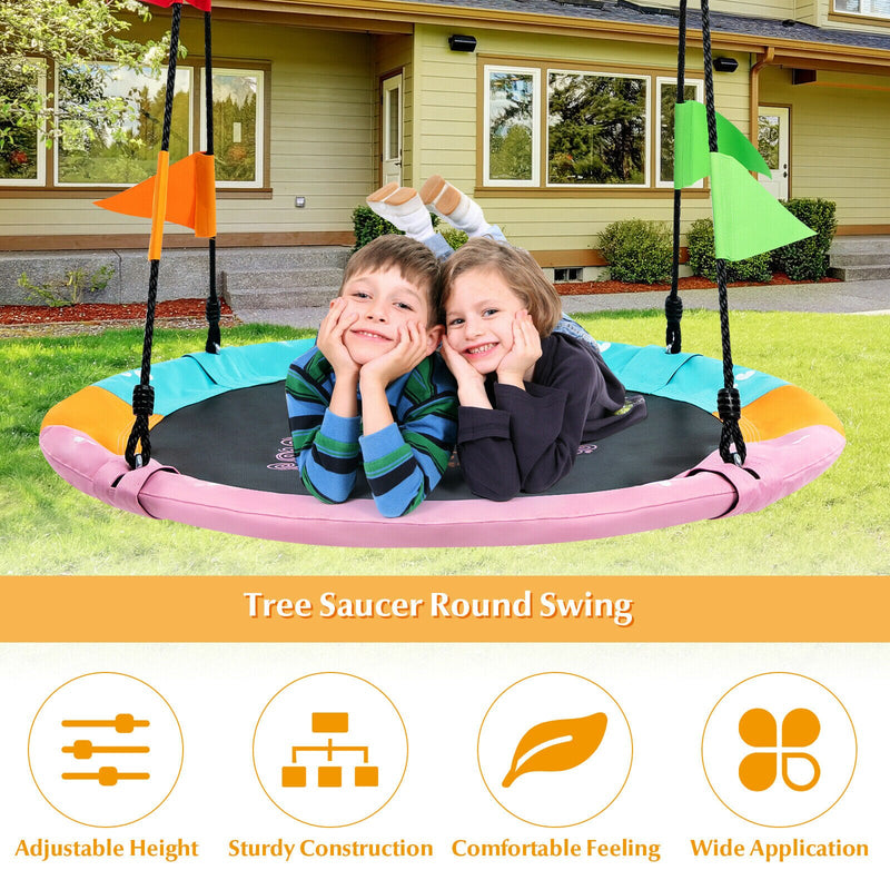 40" Flying Saucer Tree Swing Indoor Outdoor Swing Play Set w/Hanging Strap Horse