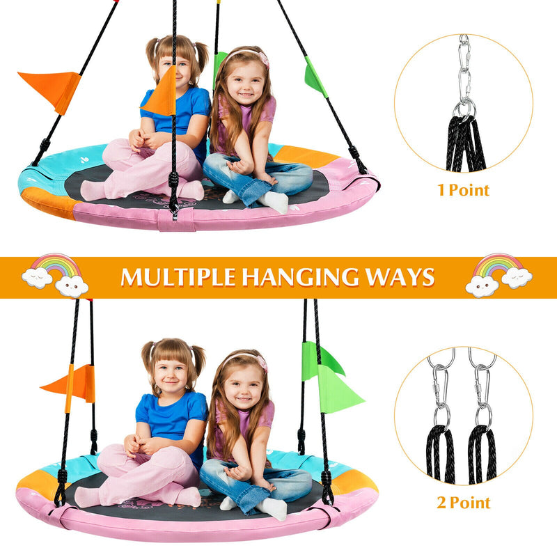 40" Flying Saucer Tree Swing Indoor Outdoor Swing Play Set w/Hanging Strap Horse