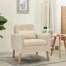 Accent Chair Upholstered Linen Armchair Sofa Chair w/Waist Pillow