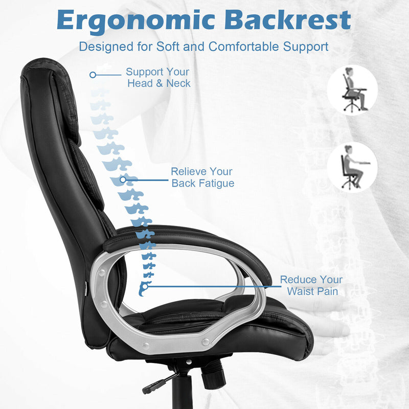 Ergonomic Office Chair High Back Leather Computer Task Chair Adjustable