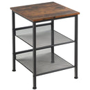 3-Tier Industrial End Side Table Nightstand W/2 Adjustable Shelves Rustic Brown