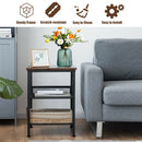 3-Tier Industrial End Side Table Nightstand W/2 Adjustable Shelves Rustic Brown