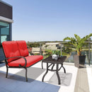 2 PCS Patio LoveSeat Coffee Table Furniture Set Bench W/ Cushions Red