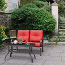 2 PCS Patio LoveSeat Coffee Table Furniture Set Bench W/ Cushions Red