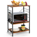 3-Tier Kitchen Baker's Rack Microwave Oven Stand Storage Shelf w/10 Hook