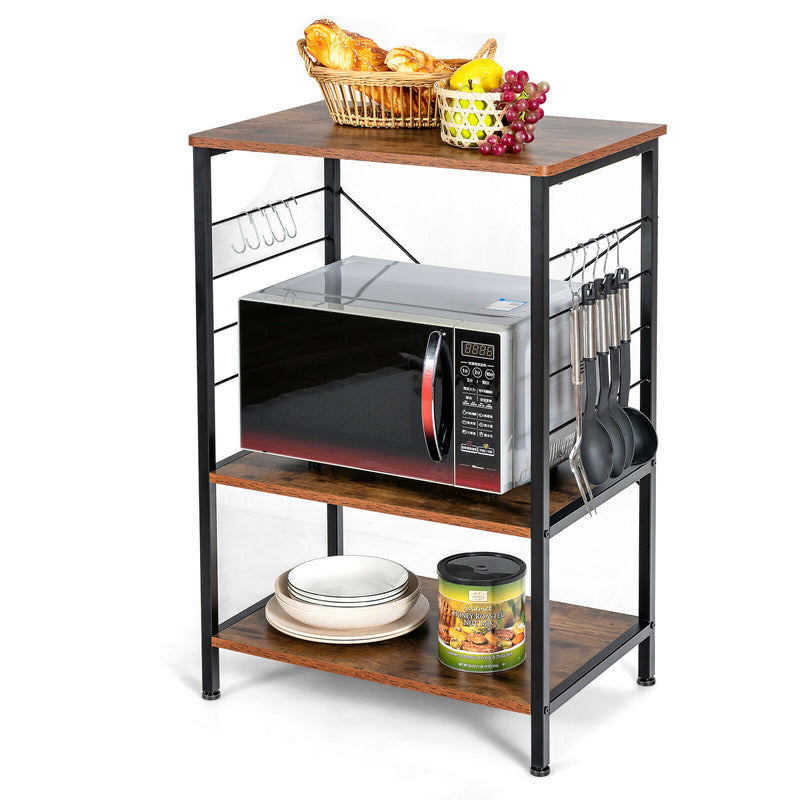 3-Tier Kitchen Baker's Rack Microwave Oven Stand Storage Shelf w/10 Hook