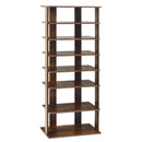 7-Tier Double Shoe Rack Free Standing Shelf Storage Tower Rustic Brown
