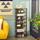 7-Tier Double Shoe Rack Free Standing Shelf Storage Tower Rustic Brown
