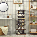 7-Tier Double Shoe Rack Free Standing Shelf Storage Tower Rustic Brown