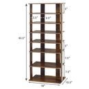 7-Tier Double Shoe Rack Free Standing Shelf Storage Tower Rustic Brown