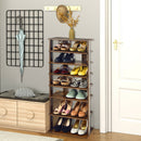 7-Tier Double Shoe Rack Free Standing Shelf Storage Tower Rustic Brown