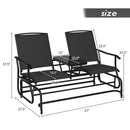 2 Person Outdoor Patio Double Glider Chair Loveseat Rocking Black