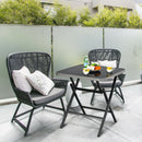 Patio Folding Square Dining Table Aluminum Frame Tempered Glass top