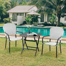 Patio Folding Square Dining Table Aluminum Frame Tempered Glass top