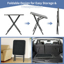 Patio Folding Square Dining Table Aluminum Frame Tempered Glass top